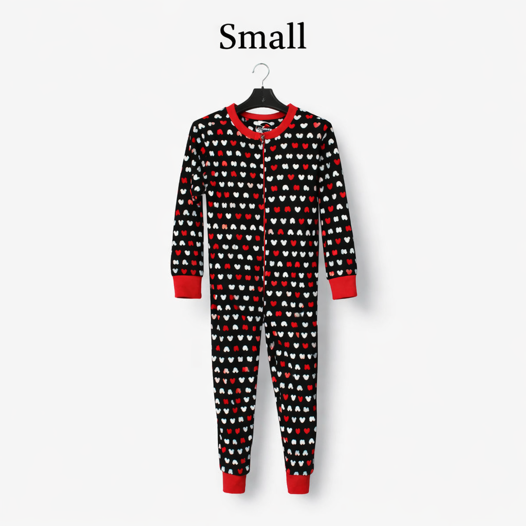 Red & Black Checkered Winter Fleece Onesie for Adults | Hooded Cozy Sleepwear