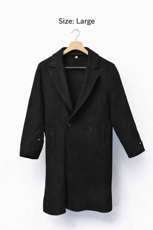 Black Women’s Thrifted Wool Blend Winter Coat | Size Large | Kashmir Thrifts