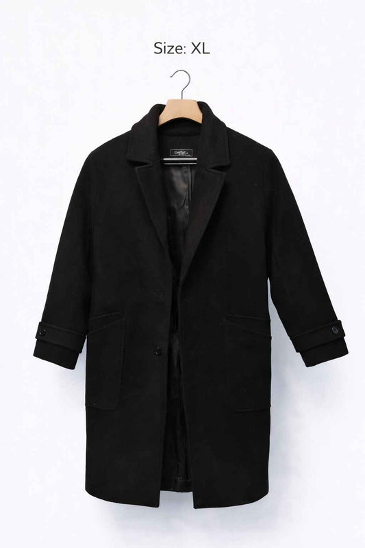 Black Women’s Thrifted Wool Blend Winter Coat | Size XL | Kashmir Thrifts