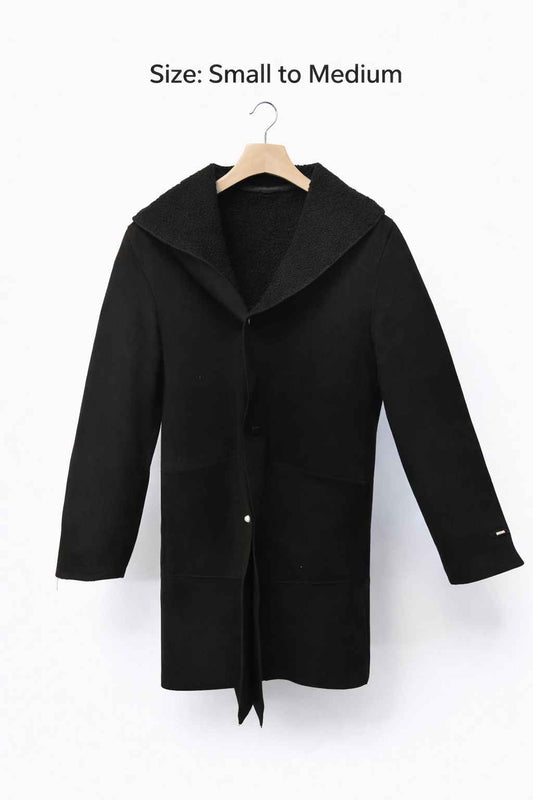 Black Women’s Thrifted Wool Blend Winter Coat | Small to Medium | Kashmir Thrifts