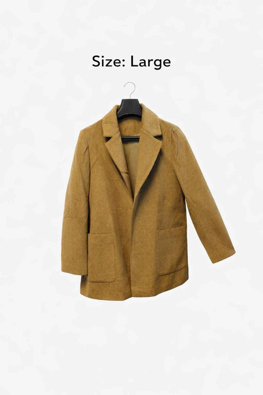 Brown Women’s Thrifted Textured Winter Coat | Size Large | Kashmir Thrifts