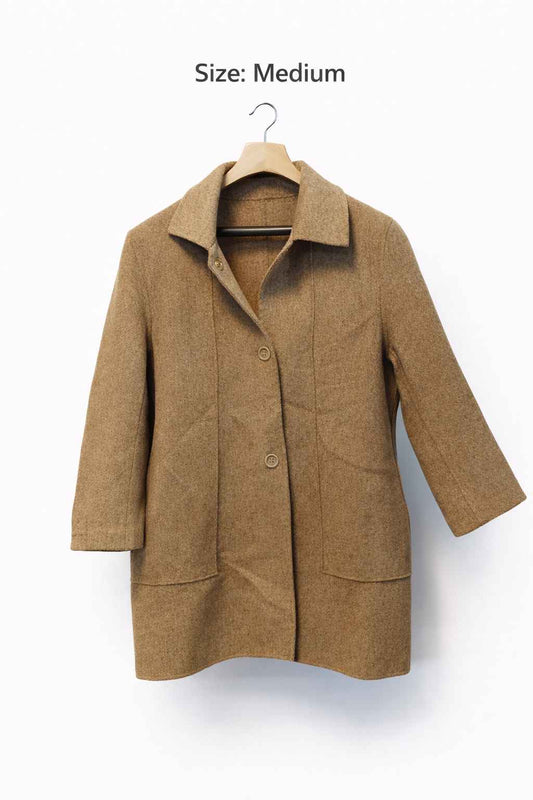Brown Women’s Thrifted Wool Blend Coat – Medium | Kashmir Thrifts