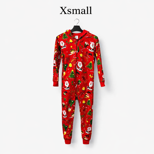 Red & Black Checkered Winter Fleece Onesie for Adults | Hooded Cozy Sleepwear