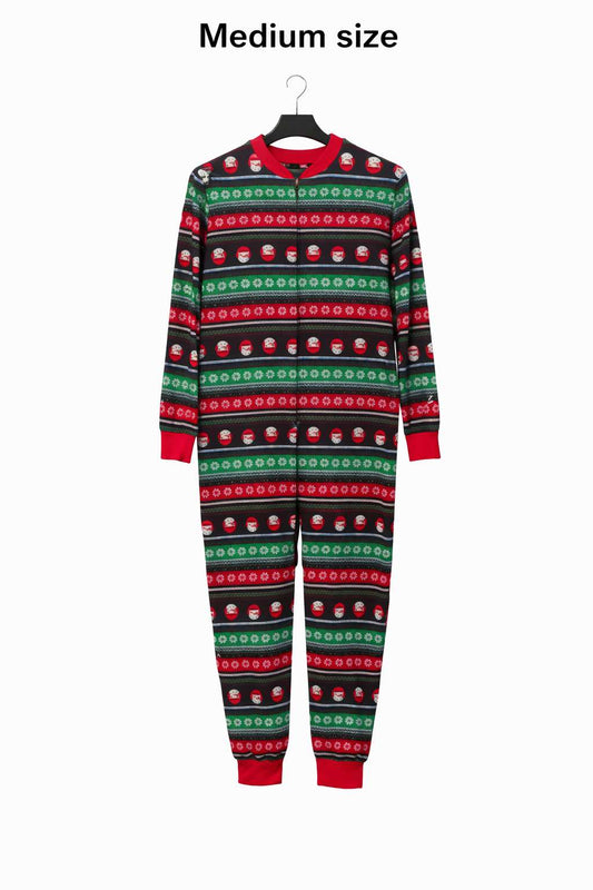 Red & Black Checkered Winter Fleece Onesie for Adults | Hooded Cozy Sleepwear