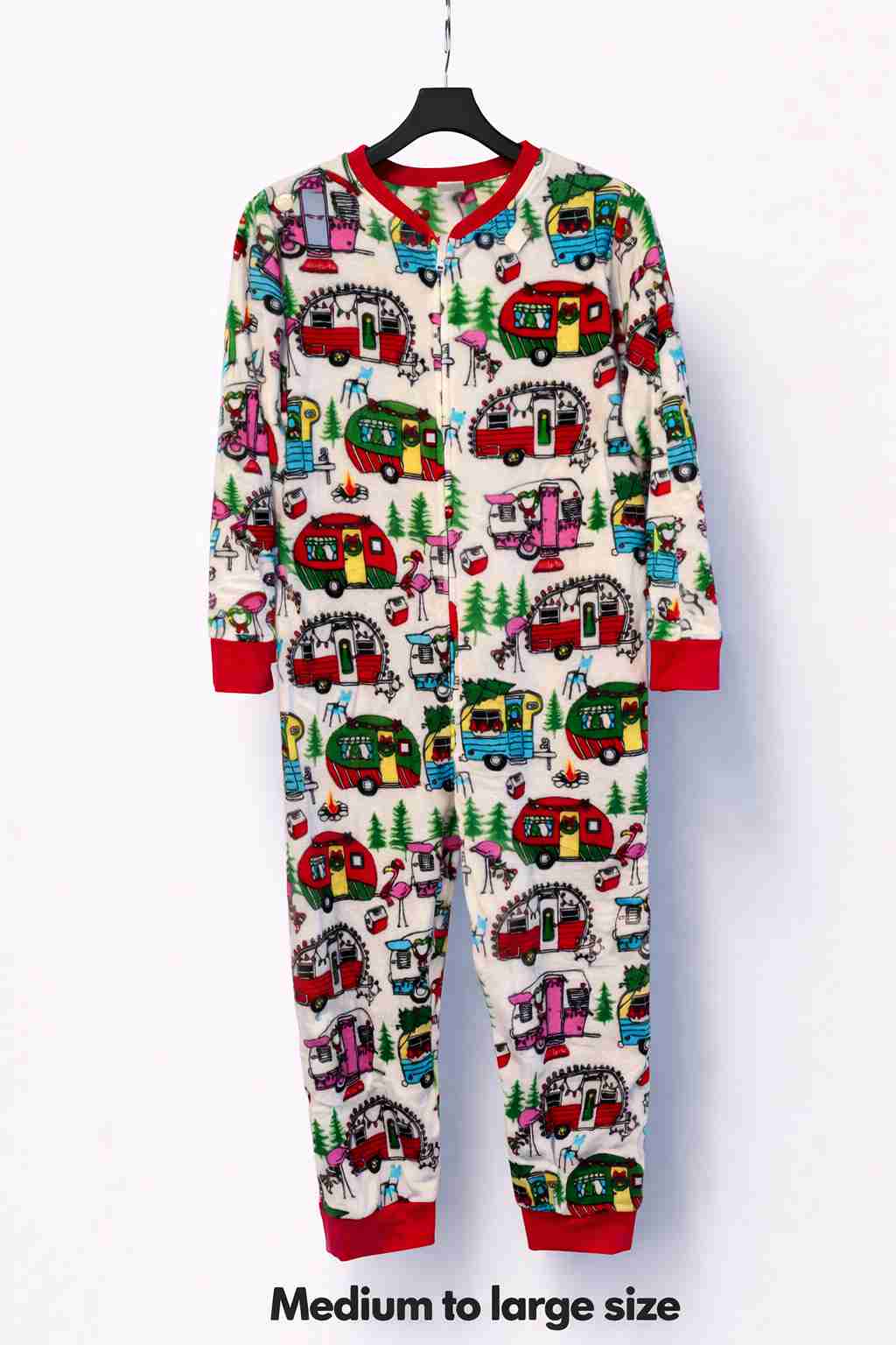 Red & Black Checkered Winter Fleece Onesie for Adults | Hooded Cozy Sleepwear