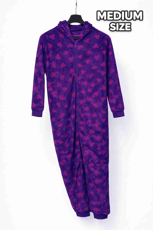 Red & Black Checkered Winter Fleece Onesie for Adults | Hooded Cozy Sleepwear