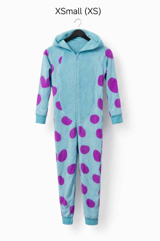 Women’s Polka Dot Fleece Onesie Jumpsuit – Cozy Hooded Winter Sleepwear (XS) | Kashmir Thrifts