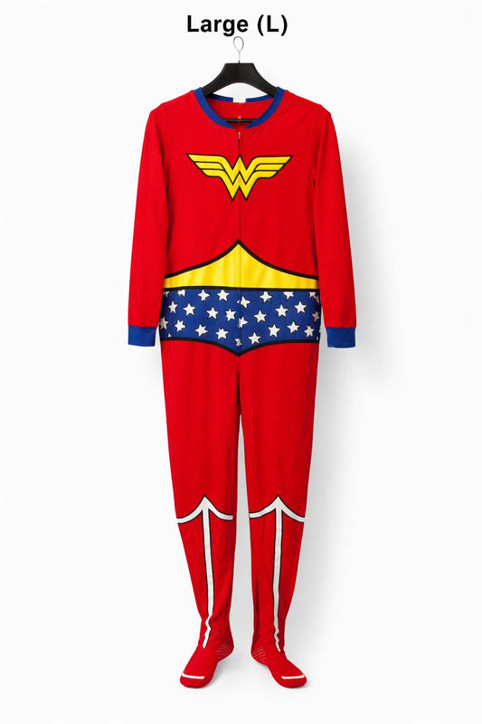 Red superhero costume with yellow emblem on a white background